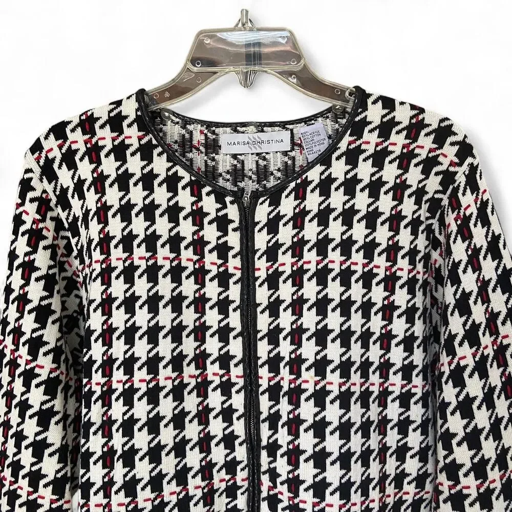 Marisa Christina black and white houndstooth jacket size L - Picture 3 of 7